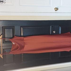 NWT Cali Satin Charmeuse Midi Dress Cinnamon